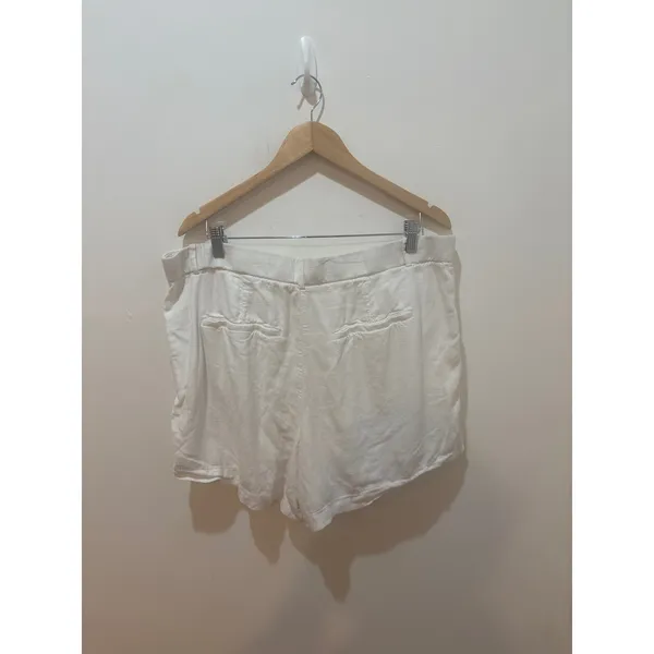 Abercrombie‎ & Fitch White Linen Blend Pleated High Rise Shorts Womens 18R 34 - Image 3