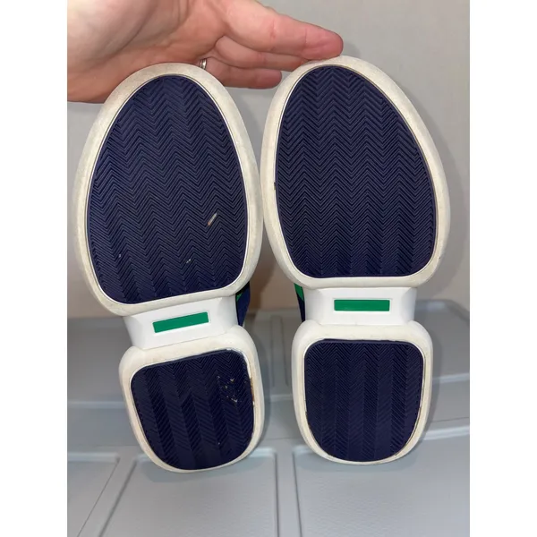 Tory Sport Bubble Sock Sneakers Cream Green Navy Knit Slip On Trainers - Image 4