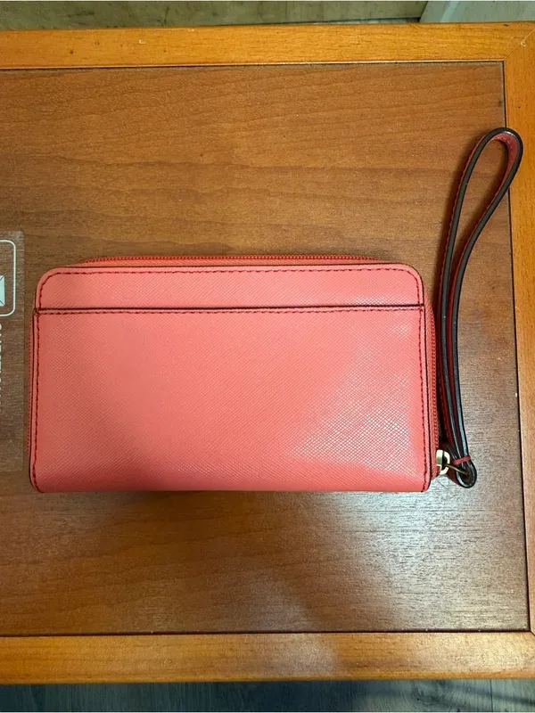 Coach Coral Pebbled Leather Zip Around Wristlet Wallet - Wristlet Clutch - Image 3