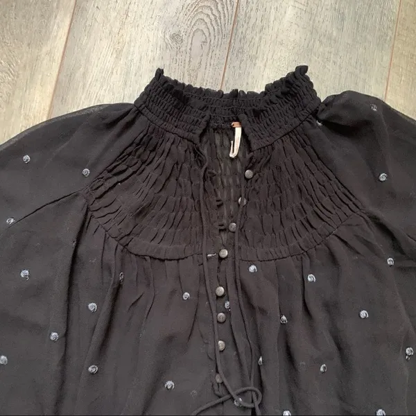 Free People Ready to Run Chiffon Boho Top Sheer Black Size XS - Image 5
