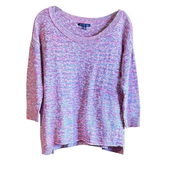American Eagle Sweater Womens Small Pink Marled Knit Metallic Shimmer‎ Excellent - Image 2