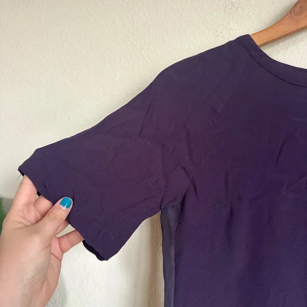 Aritzia Babaton Purple Silk Split Back Blouse - Image 6