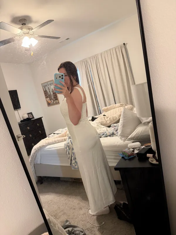 BHLDN Corset A Line White Dress - Image 3