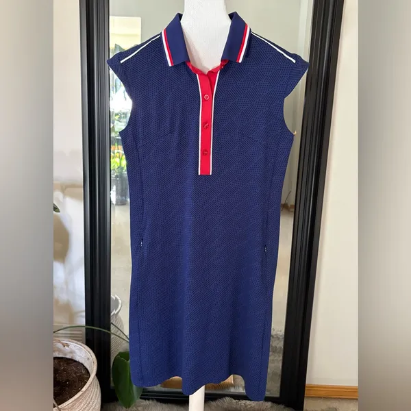SANSOLEIL Navy Blue Sleeveless Golf Tennis Dress - Image 4