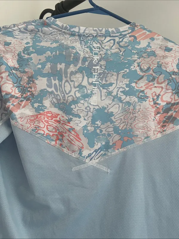 Light Blue Long Sleeve Abstract Print Top Size M - Image 7