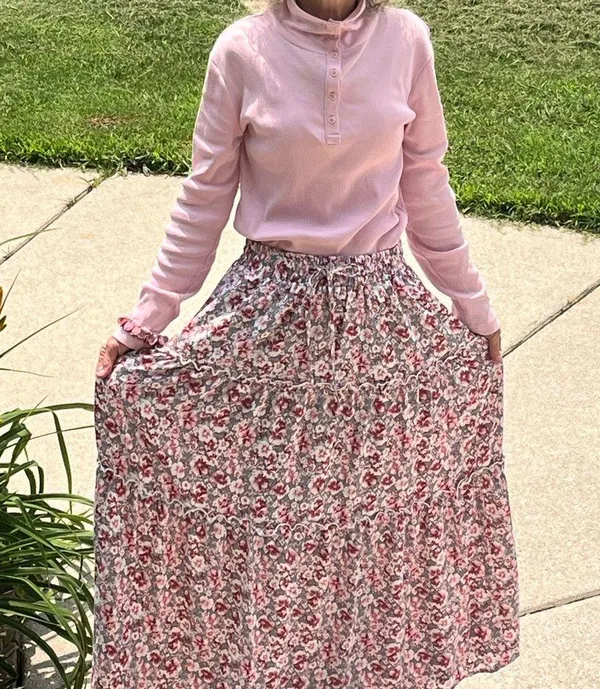 Floral Tiered Maxi Skirt High Waist - Image 4