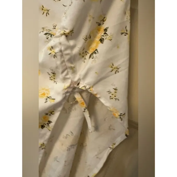 Shein White Yellow Spaghetti Strap Slit Midi Dress Size XS - Image 6