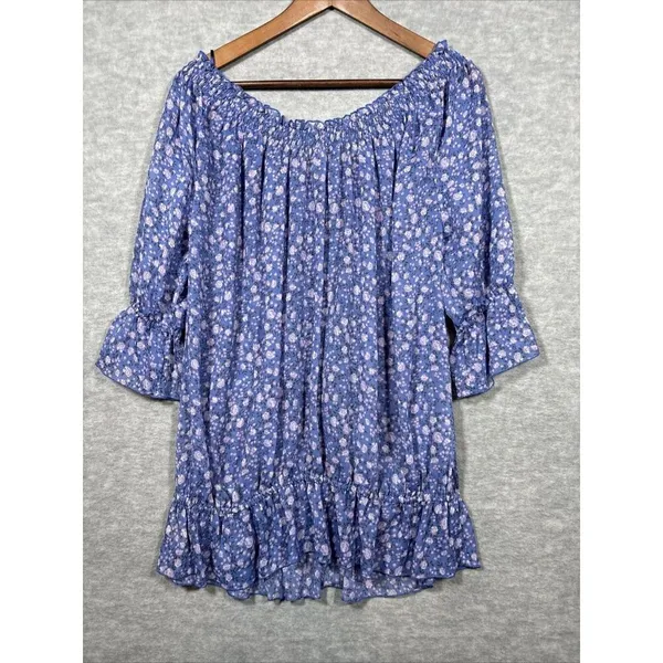 Free People Shirt Sz M Floral‎ Embroidered Cottage Peasant Boho Floral - Image 7