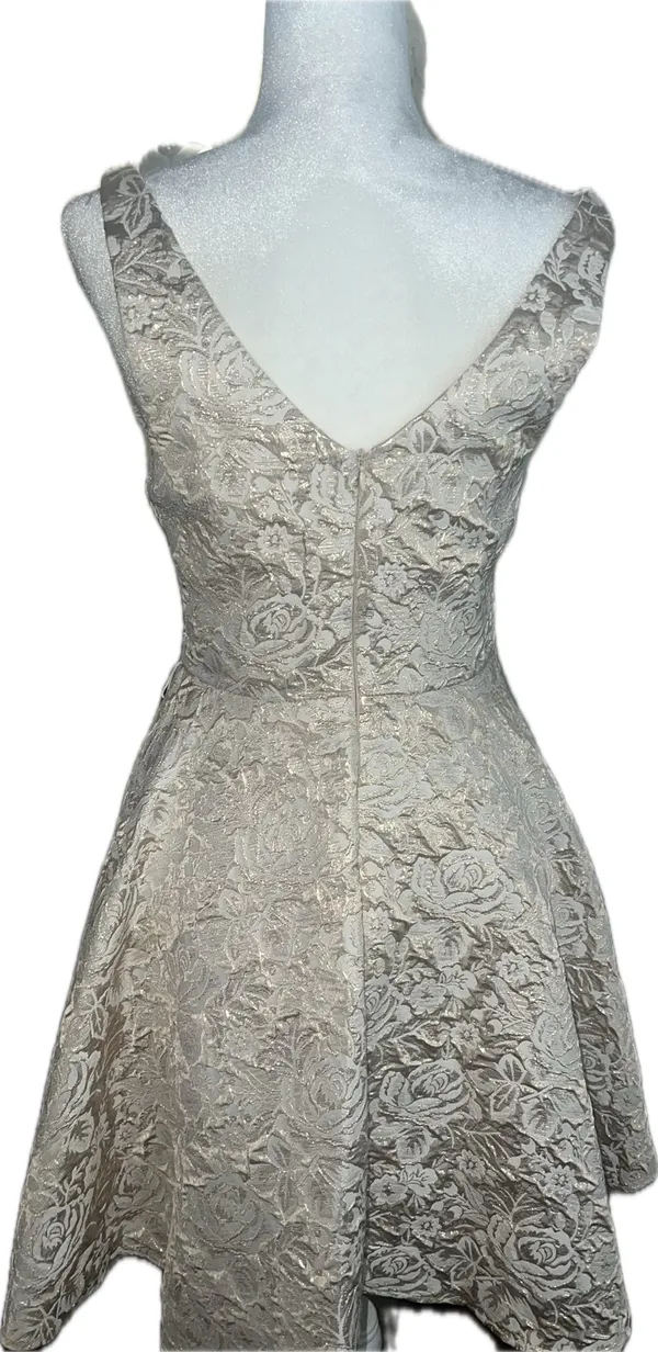 Coya Collection Cream & Gold Metallic Brocade Coquette Mini Dress - Image 2