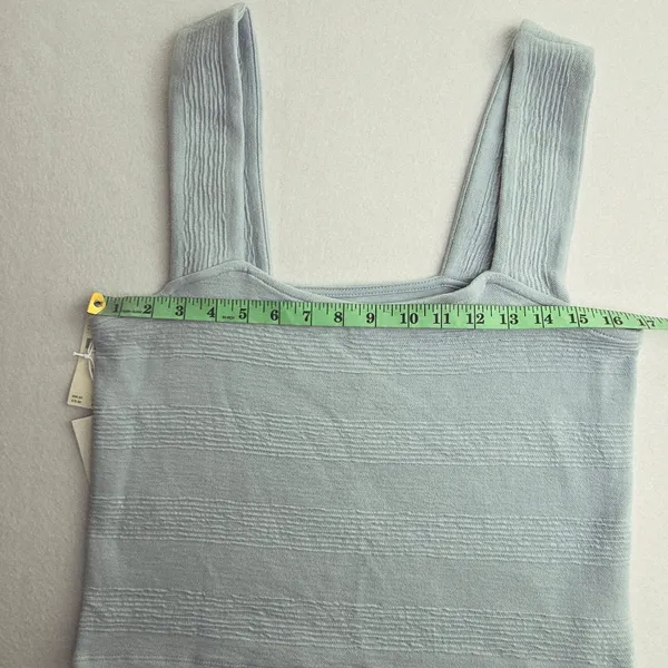 Anthropologie -1629 Daily Practice NWT Sky Blue Ribbed Square Neck Tank Top Sz M - Image 7