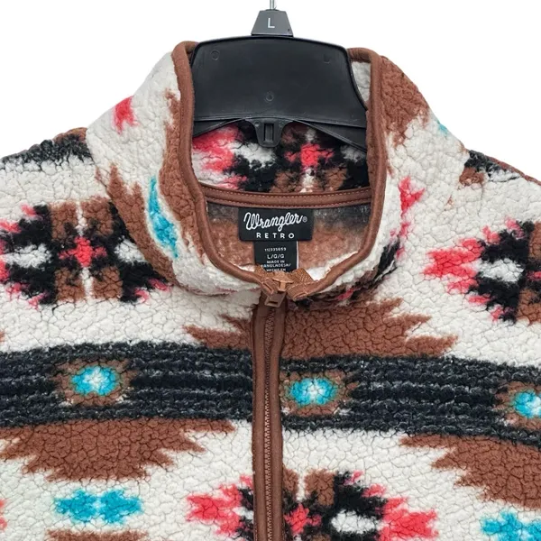 Wrangler Retro 1/4 Zip Aztec Fleece Kangaroo Pocket Women's L Southwestern Rodeo - Image 2