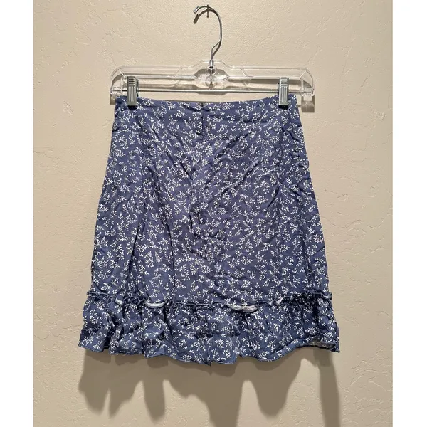 Brandy Melville Cara Ruffle Mini Skirt Blue‎ Floral Ruffle Coquette Girly - Image 3