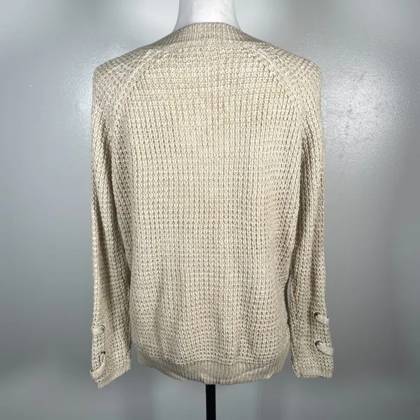 🎈🎈🎈3 for 12$🎈🎈🎈It's Our Time Lace Tie Waffle Knit Long Sleeve Pullover Sweater - Image 9