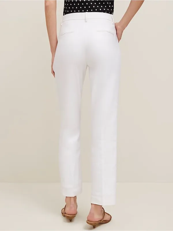 Ann Taylor Linen Blend‎ Eva Mid-Rise Slim Leg Tapered Ankle Pants White Size 6 - Image 3