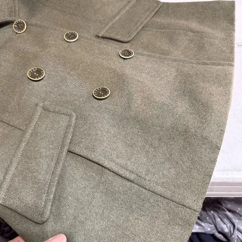 Guess Wool‎ Blend Coat Women M Brown Double Breasted Hooded Vintage Academia - Image 15