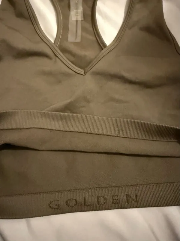 Like New Aritzia Golden BodyGrip™ V-Neck Racerback Bra Top - Image 5