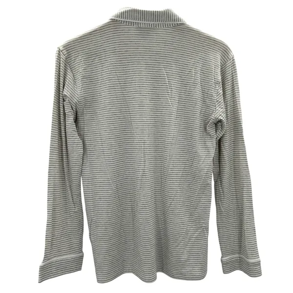 J.Crew Re-Imagined Striped Lyocell Viscose‎ Pajama Top Grey White Long Sleeve XS - Image 2