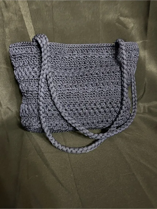 Lina Women’s Navy Crochet Shoulder Bag Butterfly Interior - Image 2
