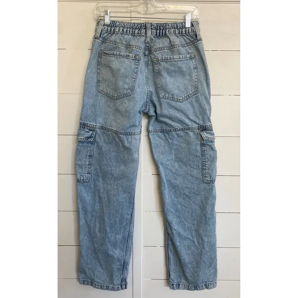 Aeropostale Womens Low Rise Cargo Jeans Light Wash Blue Straight‎ Leg Size S - Image 11