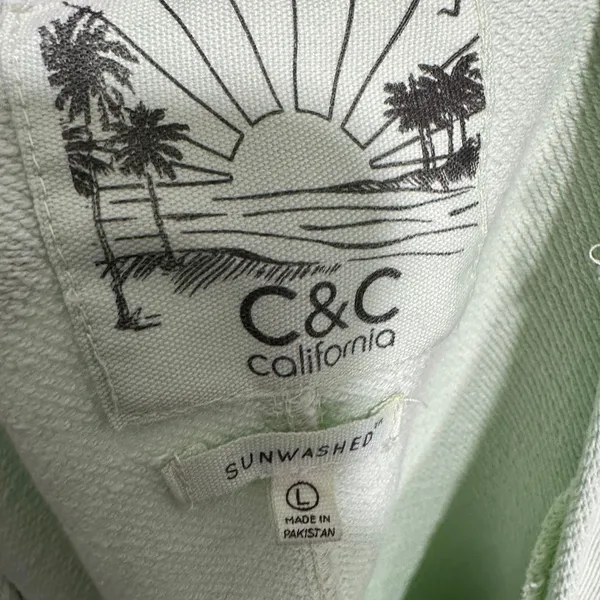 C&C California Sweatshirt‎ Womens Large Mint Green Sunwashed Cropped Seam Detail - Image 3