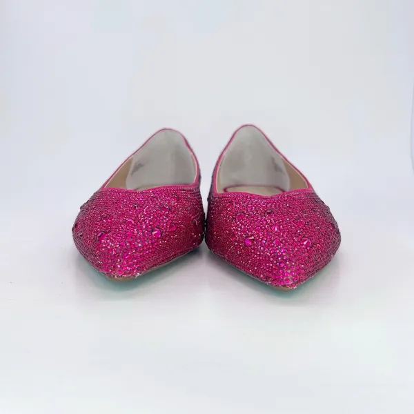 Betsey Johnson SB-Jude Ballet Flats 8.5 Pink Rhinestone Pointed Toe Wedding NWOB - Image 5