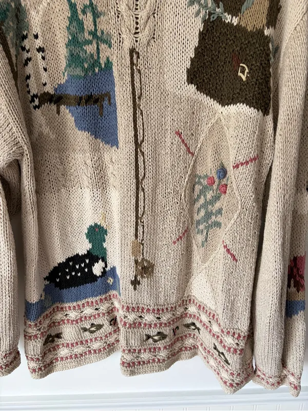 Woolrich Linen Cotton Sweater Fishing Pole Duck Long size XL - Image 7