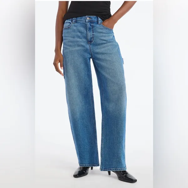SCOOP Womens Baggy Carpenter Jeans Size 8 Distressed Adjustable Waist New - Image 3