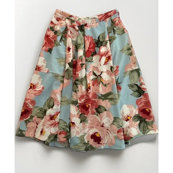 Le Lis Bold Floral Print Skirt Textured Size Large - Image 2