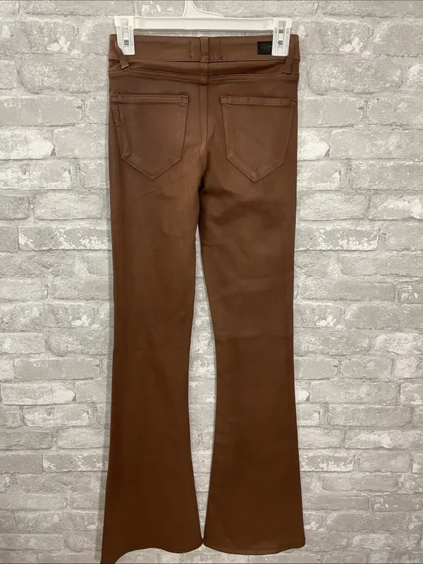 PAIGE High Rise Lou Lou Jolene Jeans With Slit In Coated Cognac - Image 4