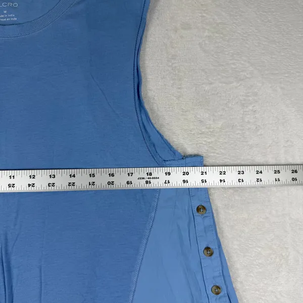 Pilcro Anthropologie Blue Sleeveless Peplum Button Side Swiss Dot Top M - Image 3