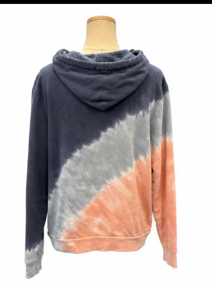 PINK Victoria’s Secret XL Tie-Dye Full Zip Hoodie Blue Peach Embroidered Sleeve - Image 3