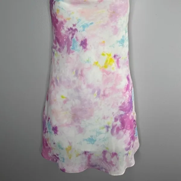 Revolve RESA Teenie Mini Dress Cotton Candy Tie Dye‎ XS Cowl Neck Tie Straps NEW - Image 5
