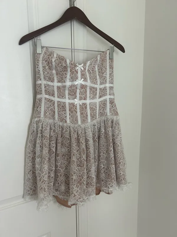 For Love & Lemons Lace Mini Dress White - Image 3