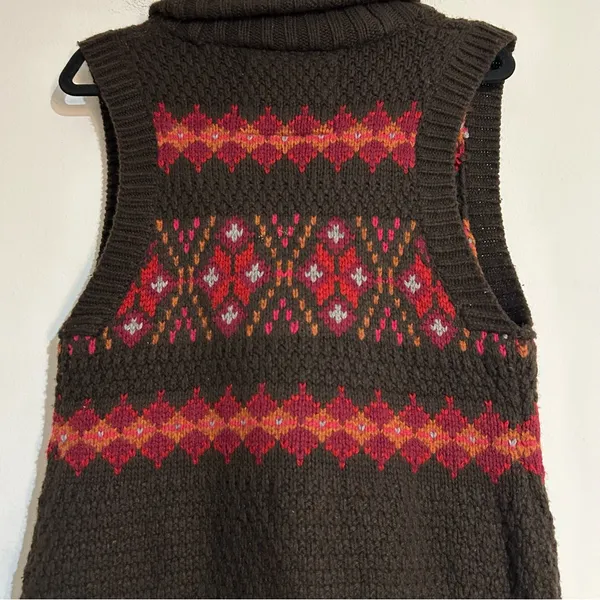 Vintage Abercrombie & Fitch Y2K Fair Isle Chunky Knit Wool Blend Sweater Vest - Image 7