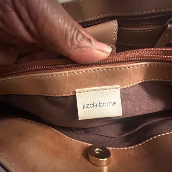 Elegant Vintage Liz Claiborne Brown Leather Tote Bag - Image 7