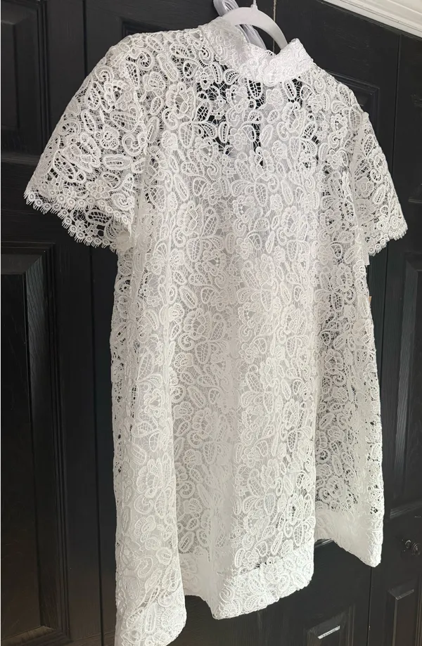 Few Moda White Lace Mini Shift Dress - Image 3