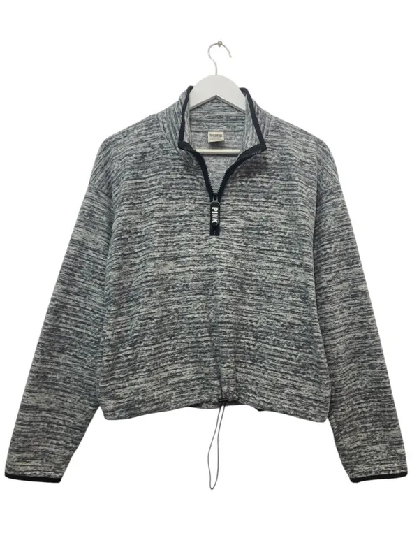 Victoria's Secret PINK Space-Dye Cozy Quarter-Zip Pullover L - Image 3