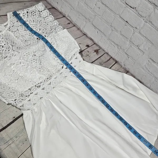 Area‎ Stars White Lace Trim Dress Medium NWT Crochet Boho Coquette Mini - Image 10