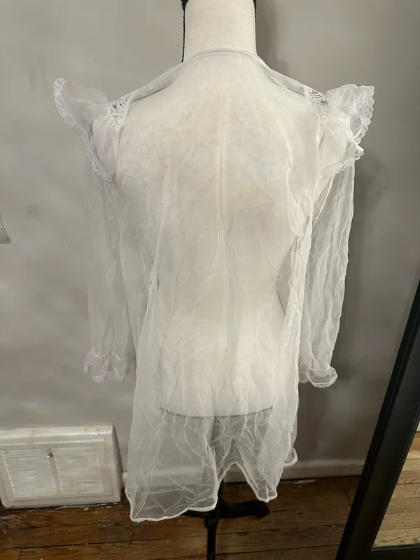 Fairy core white sheer lace top Size M - Image 4