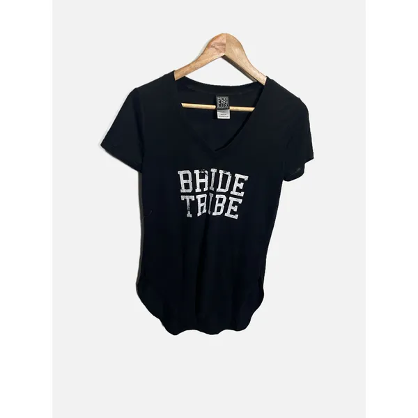 Modern Lux T-Shirt Womens Small Black Bride Tribe Graphic V-Neck Bachelorette - Image 2