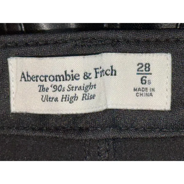 Abercrombie & Fitch The 90s Straight Ultra High Rise Black Pants Women Size 28 6 - Image 4