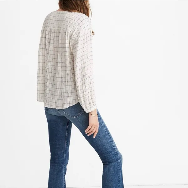 Madewell EUC Oversized Meadow Shirt in Windowpane Long Sleeve Button Up Blouse - Image 2