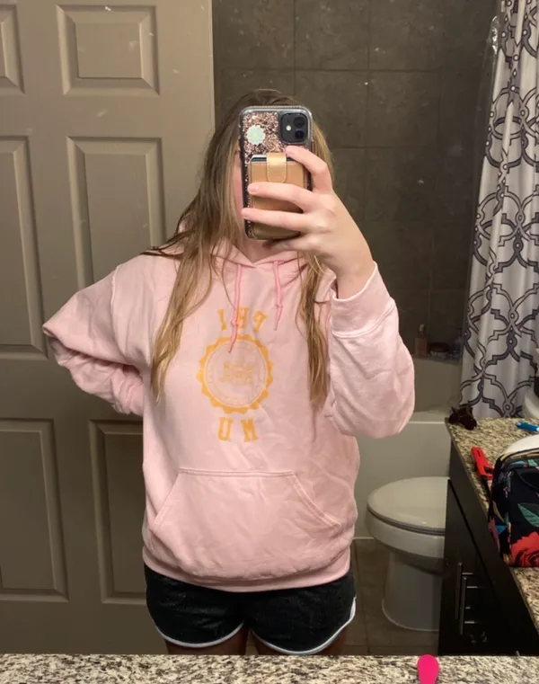 Gildan Phi Mu Pink Fleece Hoodie - Image 5