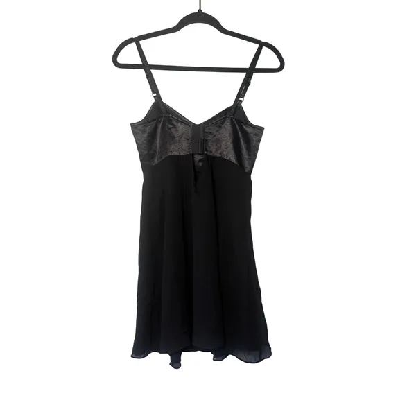 Betsey Johnson Black Silk Mini Dress Satin Bust Pink Bow IV30260 Size 2 NWT Flaw - Image 6