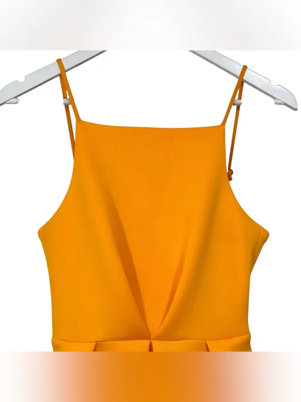 ASOS NWT Orange Fit & Flare Pleated Midi Dress Size 2 Women's - Image 2