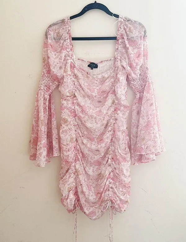 VICI | Pink Floral Smocked Long Sleeve Dress - Image 6