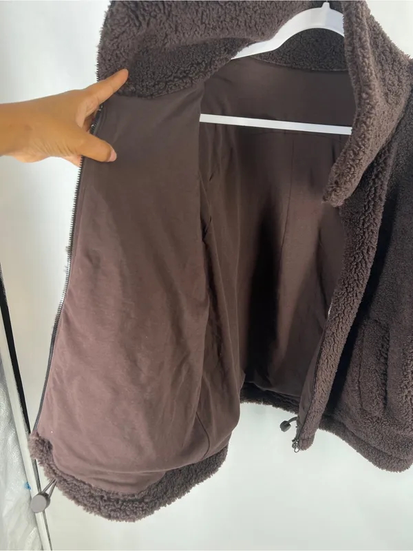 Lululemon Cinchable Fleece Zip-Up Jacket Dark Brown Size 12 - Image 10