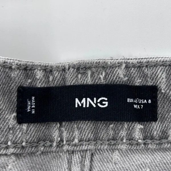 NWT Mango MNG Wide Leg Sequin Jeans Women's Sz 8‎ Gray Denim Rhinestone Festival - Image 6