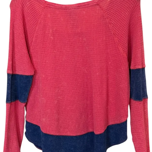 We The Free Diamond Dozen Waffle Thermal Top Size M Distressed Boho Vibrant - Image 3