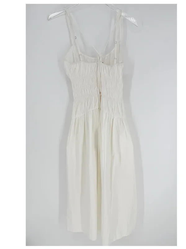 Ciao Lucia Volta Washed Cotton Poplin Midi Dress Women's M White Coastal Chic - Image 4